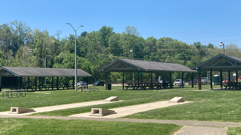 Picnic shelters in Rec Park.