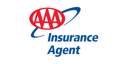 AAA Insurance Agent logo with red AAA in an oval and blue swoosh above blue text reading Insurance Agent on a white background.