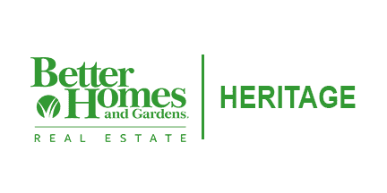 Better Homes and Gardens Real Estate Heritage logo in green text on a white background.