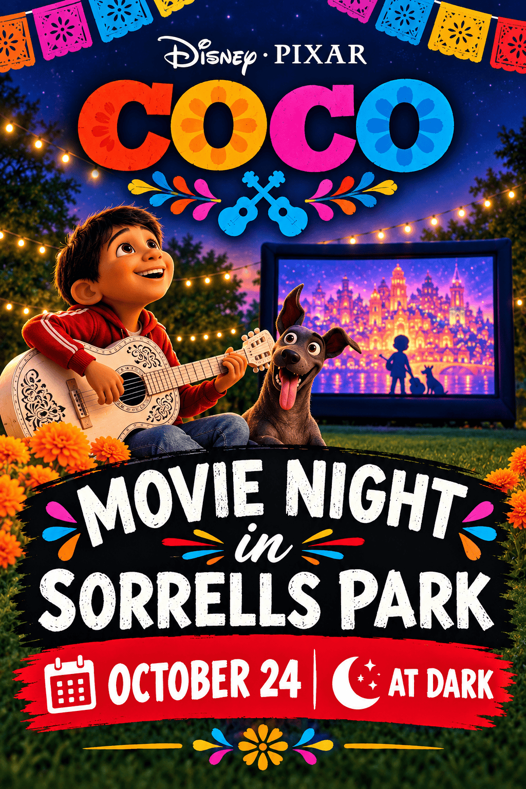 Coco movie night flyer October 24