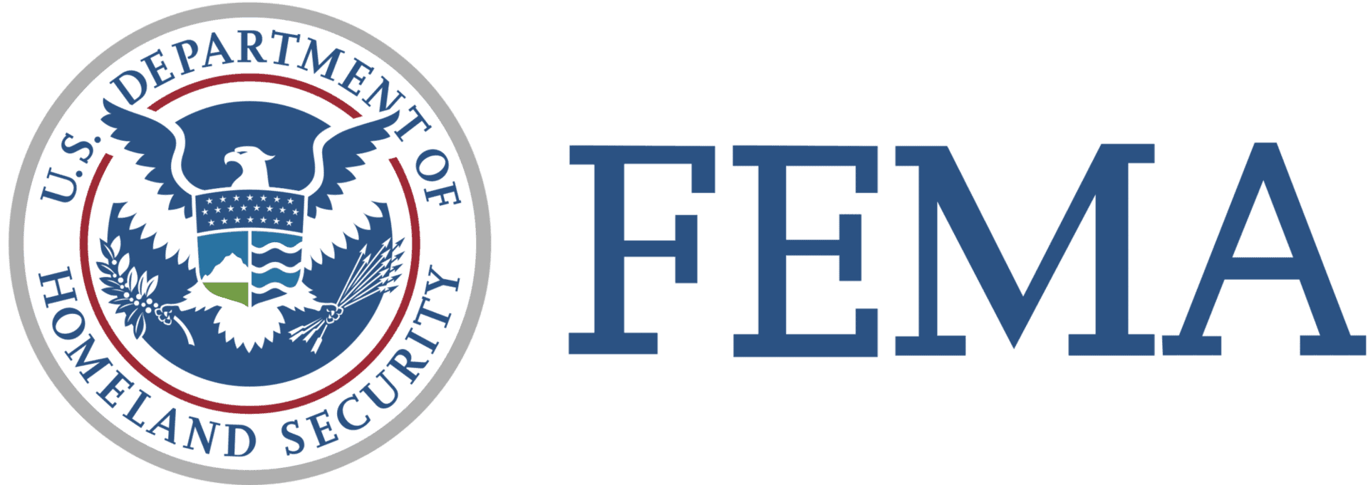 FEMA logo with the U.S. Department of Homeland Security seal on the left and large blue FEMA text on the right.