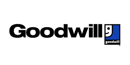 Goodwill logo with the word Goodwill in bold black text and a stylized smiling face in a blue square to the right.