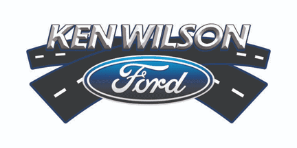 Ken Wilson Ford logo featuring a blue Ford oval with stylized roads and bold text Ken Wilson above it.
