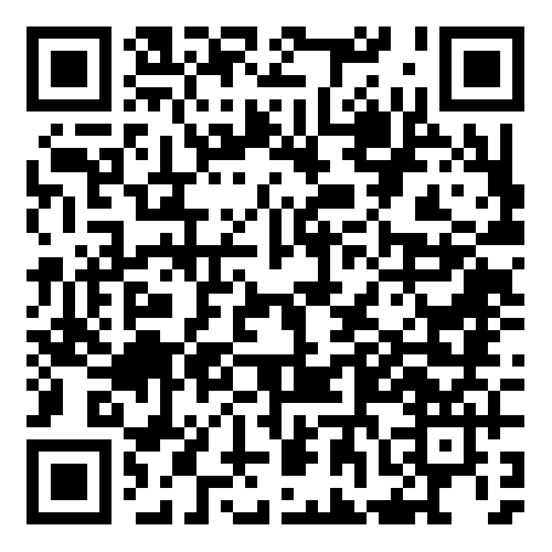 A black and white QR code with a square pattern, designed to be scanned by a mobile device to access online information or a website.