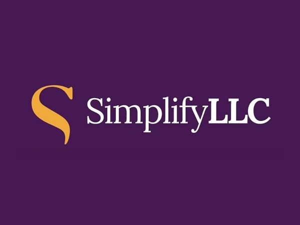 Logo with a gold stylized S icon next to the text SimplifyLLC in white and bold on a purple background.